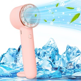 CEROBEAR Handheld Cooling Fan, New Upgrade Portable Fan with Cold Compress Function, 3 Speeds Adjustable Rechargeable USB Mini Face Fan for Makeup Travel Indoor Outdoor-Pink