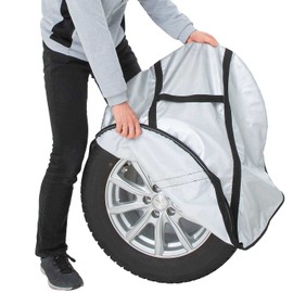 Bonform 7205-06SI Tire Carry Bag for 1 Light / Normal Car, Set of 2, Includes Nut Bag, Large, Silver