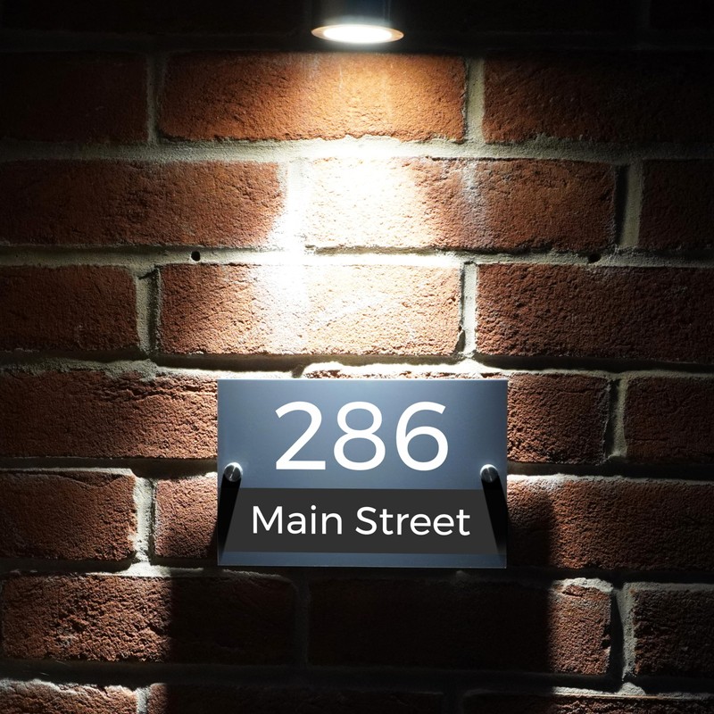 Badgemaster Modern Anthracite House Number Sign Plaque Stainless Steel Standoffs