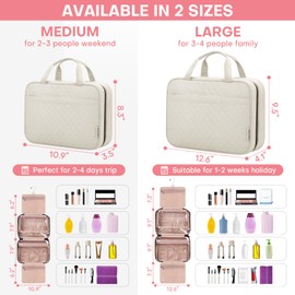 HXLGMD Travel Toiletry Bag for Women, Portable Makeup Cosmetic Bag with Hanging Hook, Travel Essentials 3 in 1 Packing Organizer Travel Bag for Accessories, Shampoo, Full-size Container, Toiletries