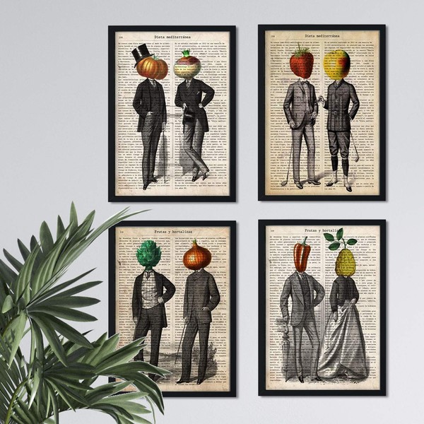 Nacnic Set of four sheets of fruits and vegetables. A4