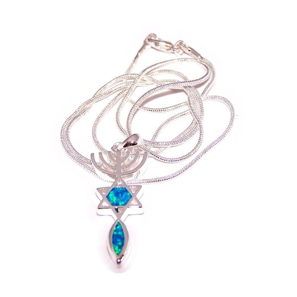 Holy Land Market Messianic Seal Symbol with Created Opal Stones