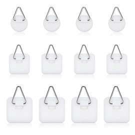 COYUN 12 Stück Selbstklebende Bildaufhänger mit Leinenstruktur, Bilderhaken zum Kleben, Klebe Bilderhaken, Praktische Bilderhaken für Bilderrahmen, Vielseitige Formen für Kreativität beim Dekorieren