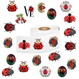 Ladybug Stickers (500 pcs), 10 Sheets Insect Aesthetics Cartoon Decal Roll Self Adhesive Seals for Kids Girls Boys Teen Birthday Party Decoration Water Bottle Laptop Scrapbook Cards Envelope