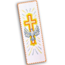 Povitrulya Holy Spirit - Counted Cross Stitch Bookmark Kit - Embroidery Set for Adults with Paper Pattern, 16-Count Aida Canvas and Presorted Floss - DIY Christmas, New Year's Gift