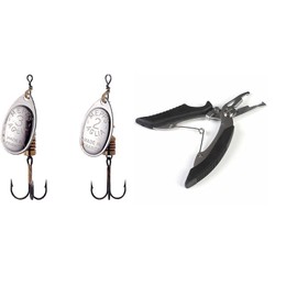 Mepp s Aglia Set: 1 x Mepps Agila Silver Size 2 + 1x Mepps Agila Silver Size 3 + Free Fishing Scissors