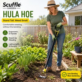 Scuffle Garden Hula Hoe for Weeding – Push-Pull Stirrup Weeder Tool for Vegetable Beds & Soil Cultivating