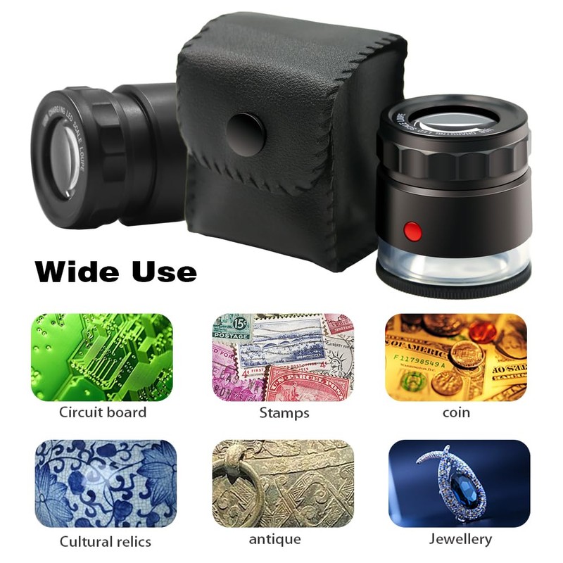 10x Loupe Magnifier Rechargeable Jewelers Loupe with UV and LED