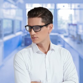 ProtectX Super Light Safety Glasses, Voyager Clear Scratch Resistant Anti-Fog Lenses, Black Retro Frames, ANSI Z87.1 Rated, UV Protection, Rubber Nose Pads, Temple Guards 2 Pack