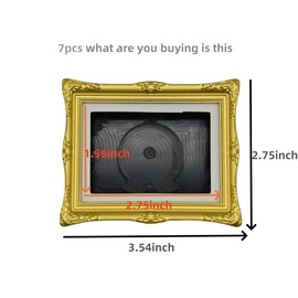 Fridge Refrigerator Magnets Picture Frames, Vintage Style Open the Back Cover and Directly Insert For Photos, Paintings, DIY Specimens, Etc. It Can Placed On the Table,Stuck on Fridge (7, golden)