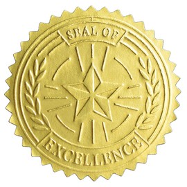 Embossed Gold Foil Certificate Seals, Seal of Excellence, 1.75", 100 Count