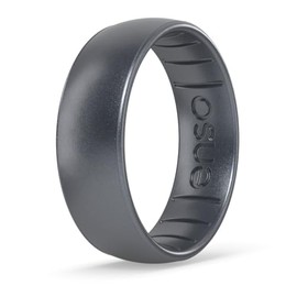 Enso Rings Classic Elements Silicone Ring – Wedding Engagement Band – 6.6mm Wide, 1.75mm Thick (Gunmetal-Colored, Size 7)