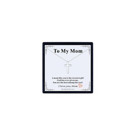 U7 Mom Cross Necklace,Dainty Cross Necklace for Women, Mom Necklace Mother's Day Gifts for Women