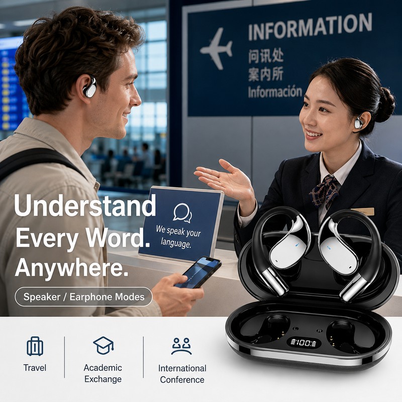 AI Translator Earbuds for Travel & Conversation – 144-Language Real-Time