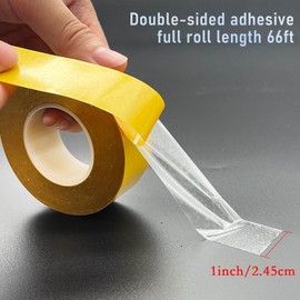 YLTOLOO Double Side Tape Heavy Duty, 1” x 66ft Ultra-Thin Clear Two Sided Tape, Strong Adhesive Mounting Tape for Arts & Crafts, Fix Carpet, Clothes, Woodworking, Photos, Scrapbook