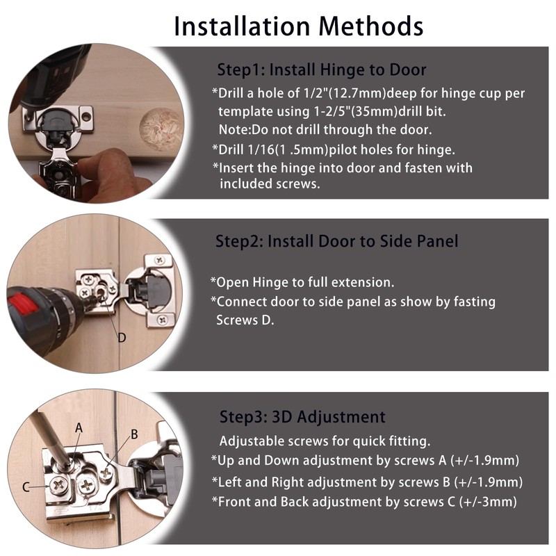 Redunest 1/2 Inch Overlay Soft Close Cabinet Hinges, 2 Pack