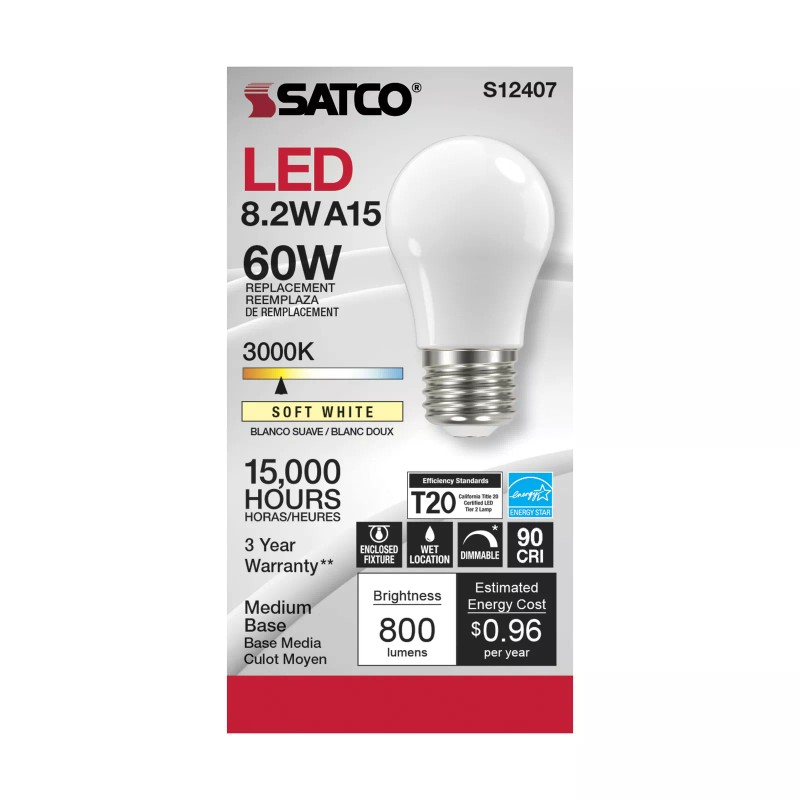Satco 6 Pack Satco S12407 LED Filament Bulbs 120V 8.2W