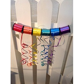 Beautiful Balloons 6 rolls of rainbow colour curling ribbon - unicorn colours circus retro pride gift wrapping