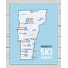 Vermont Ski Resorts Map 11x14 Print (White & Light Blue)