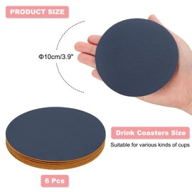 sourcing map Round Drink Coasters, 6Pcs 4"x4" PVC Dual Color Dual Sided Non-Slip Non-Stick Waterproof Leather Coasters for Drinks, Coffee Table, Housewarming Gifts, Home Decor, Blue & Yellow