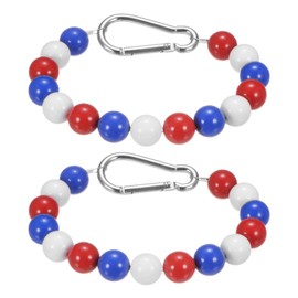 M METERXITY 2 Pack Flagpole Retainer Ring -15 Beads 0.71" Flag Pole Beaded Retainer Ring,Keep Flag Close to Pole with Stainless Steel Cable,Apply to Indoor Outdoor Flagpole(Red+White+Blue)