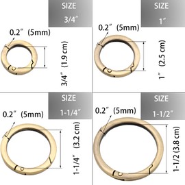 Loosco Metal O Ring for Purse Strap, 4 PCS Spring Rings for Handbag & Keys,Gold (Brushed Brass,1 1/4")