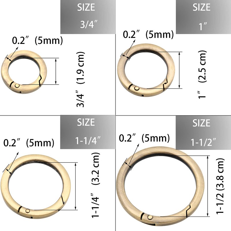 Loosco Metal O Ring for Purse Strap, 4 PCS Spring