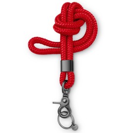 Dinalu, Key Chain, Key Chain with Carabiner with Black Metal, Universal Chain for Key Chain, Key Pendant, Long Neck Lanyard, Hot Red