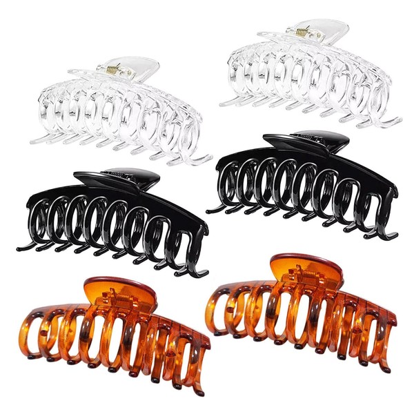 6 Pieces Of Large Grab Clips, Simple Solid Color Hair