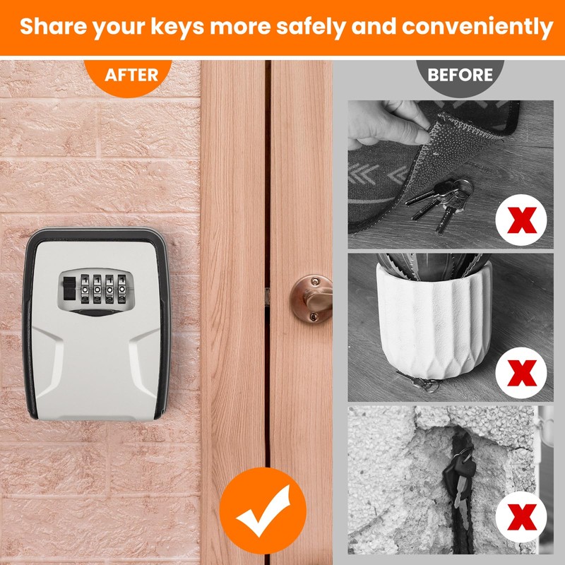 Fayleeko Key Lock Box Wall Mounted, 5 Keys Capacity, Key