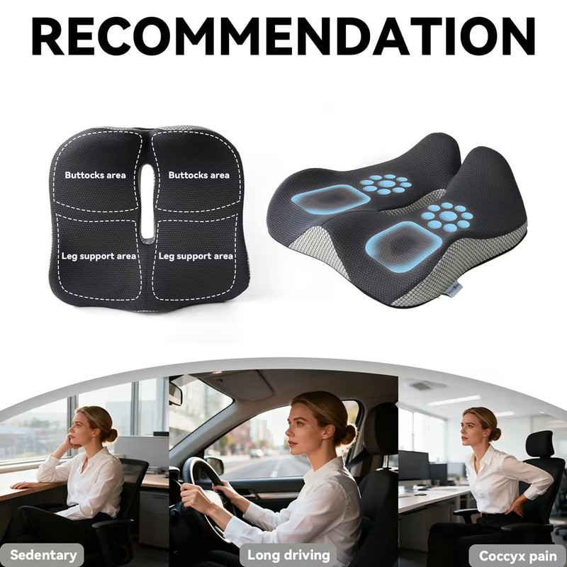 18x16.5 Inch Memory Foam Seat Cushion for Office Chair, Contoured