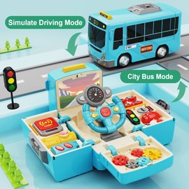 HONGTUO Fire Truck Toys with Teaching Meaning, Simulation Steering Wheel Driving Toy, Toddlers Fire Truck Toy with Sound and Light, Simulate a Rescue fire Scene，Gift for 3-5 Boys & Girls