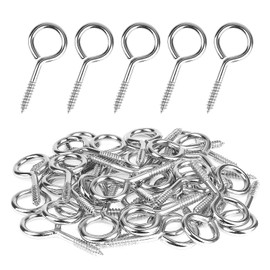 MOGADEE® Pack of 10 Stainless Steel Screw Eyelets M4 50 mm, Eye Bolt, Hooks for Screw Hooks, Screw Eyelets with Wood Thread, Eyelet Hooks to Tension a Washing Line Christmas Garland