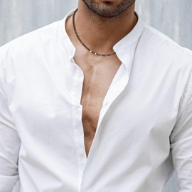 GAVU Toggle Clasp Bronzite Necklace for Men Women, Crystal Beaded Necklace for Men 20"