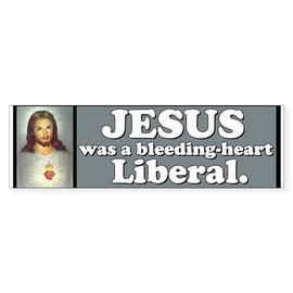 CafePress Liberal Jesus 10"x3" Rectangle Vinyl Bumper Sticker Car Decal