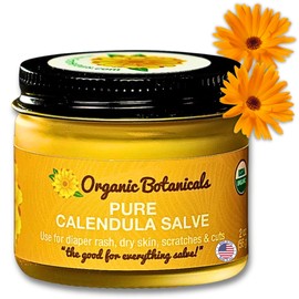 Organic Botanicals Pure Organic Calendula Salve Healing Balm - Calendula Cream Healing Hand Salve Ointment from Local Organic Calendula Flowers, Calendula Gel Eczema Ointment, Certified Organic 2 Oz