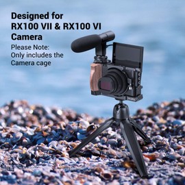 SMALLRIG RX100 VI/VII Vlog Camera Cage, Cage with Wooden Handle Grip for Sony RX100 VII and RX100 VI, Suitable for Vlogger and Youtuber – CCS2434