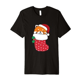 Cute Red Pandas In Christmas Stockings For Christmas Red Premium T-Shirt