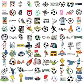 100 PCS Soccer Stickers, Vinyl Waterproof Sticker for Water Bottles Laptop Scrapbook, Soccer Gifts for Girls Boys, Soccer Party Favor and Christmas Stocking Stuffers for Kids
