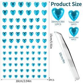 264pcs Heart Gem Stickers Rhinestones for Crafts - Self Adhesive Jewels Stickers, Acrylic Gems DIY Craft Decorative Diamond Stickers, Small Stickers for Kids (264pcs-5/7/10mm-blue)