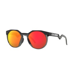 Oakley Mens OO9242 HSTN Round Sunglasses, Matte Carbon/Prizm Ruby, 52 mm
