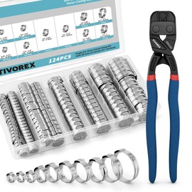 Tivorex 124PCS 10-Sizes Single Ear Hose Clamps, with Ear Clamp Pliers