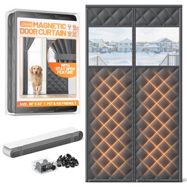 Magnetic Insulated Door Curtain Fits 36"x80" Doors - Thermal Door Cover for Winter with Clear Window, Window Insulation Kit & Doors Draft Stopper to Keep Cold Air Out for Front Doorway Home - Black