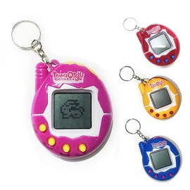 4 Pieces Virtual Electronic Digital Pets Keychains Nostalgic 168 Giga Pets in One Virtual Cyber Digital Nostalgic Handheld Electronic Toys for Kids Funny Play (Solid Color Version)