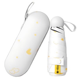 LHLZNB Mini and compact folding umbrellas，uv protection umbrella，small umbrella windproof strong，Lightweight Umbrella Compact ，Equipped with storage bags，sun umbrella (white)