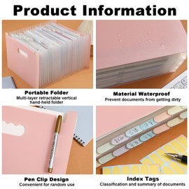 Candcamp Accordion File Organiser, 25 Pockets Expanding File Folders, A4/Letter Size, Document Organiser, Concertina Filing Boxes