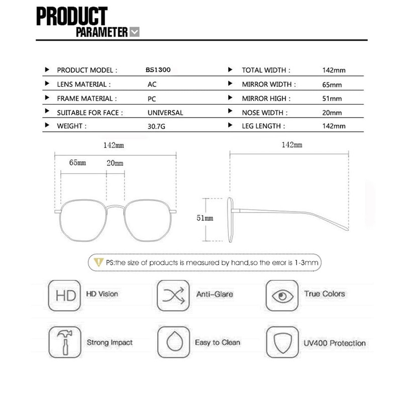 BAODAREN Trendy Aviator Sunglasses for Women Men Hexagonal Square Thick