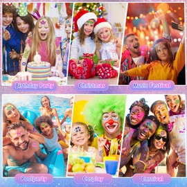 Glitter Tattoo Set, 48 Colours, Temporary Glitter Tattoo with 204 Stencils, 5 Brushes, 3 Glue and 218 Rhinestones, Waterproof Tattoos for Parties