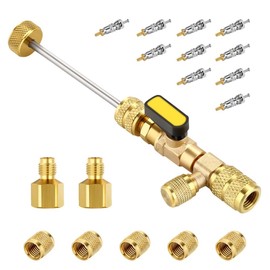 Daiilg HVAC Valve Core Removal Tool, Valve Core Remover with Valve Cores, Nuts and R410 R32 Adapters, for R410 R32 R22 R12 Spare Parts Accessories Parts