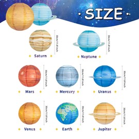 Space Planet Paper Lanterns 12 inch Solar System Hanging Lanterns Out of This World Outer Space Party Decorations Lantern for Kids Astronaut Theme Party Supplies Galaxy Earth Home Birthday 8PCS